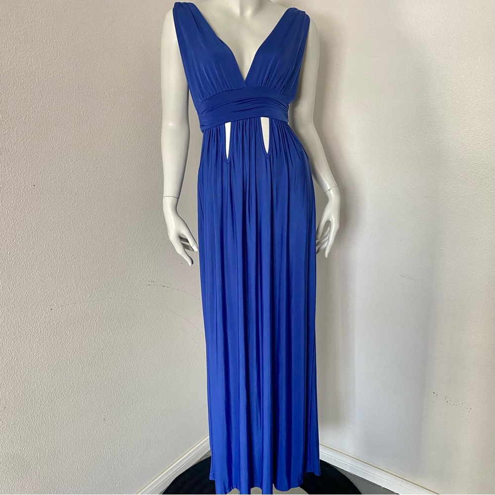 PROM Royal Blue V-Neck Cut-Out Gown